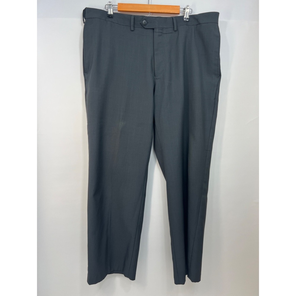 Haggar Clothing Men Gray Classic Fit Eclo Stria‎ Dress Pants Sz 38 X 29